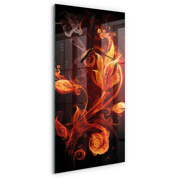 Horloge verticale en verre Fleurs abstraites