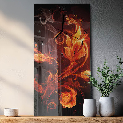 Horloge verticale en verre Fleurs abstraites