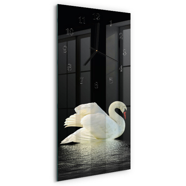Horloge verticale en verre Cygne