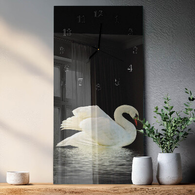 Horloge verticale en verre Cygne