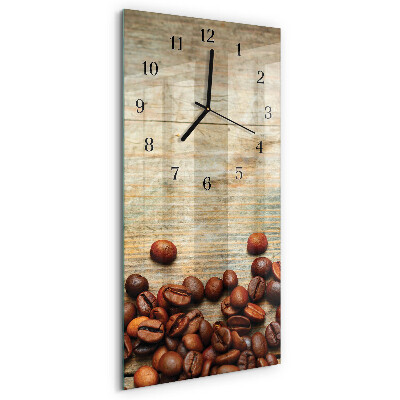 Horloge verticale en verre Bois avec des grains de café