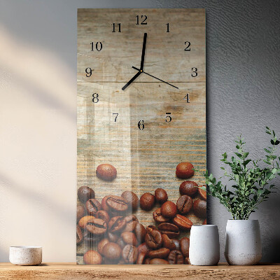 Horloge verticale en verre Bois avec des grains de café
