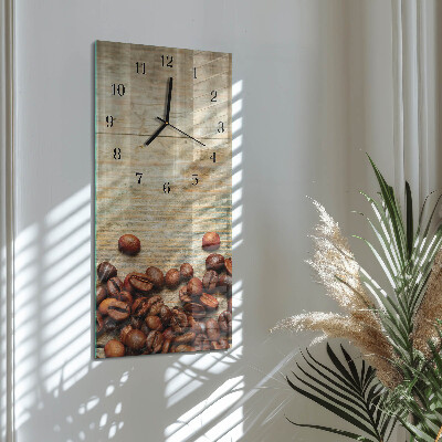 Horloge verticale en verre Bois avec des grains de café