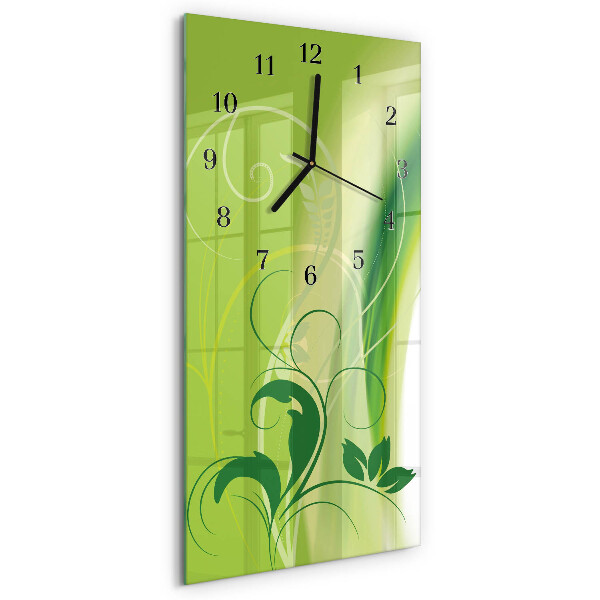Horloge verticale en verre Motif floral