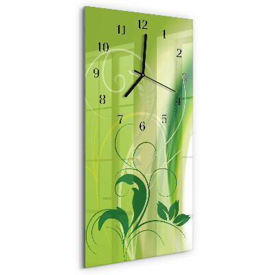 Horloge verticale en verre Motif floral