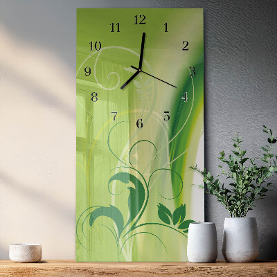 Horloge verticale en verre Motif floral