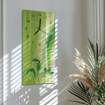 Horloge verticale en verre Motif floral