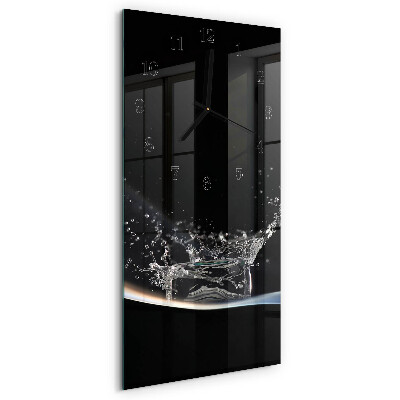 Horloge verticale en verre Eau