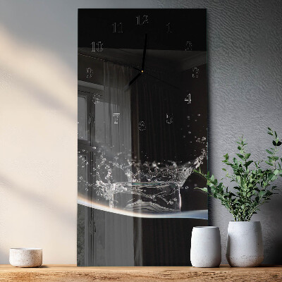 Horloge verticale en verre Eau