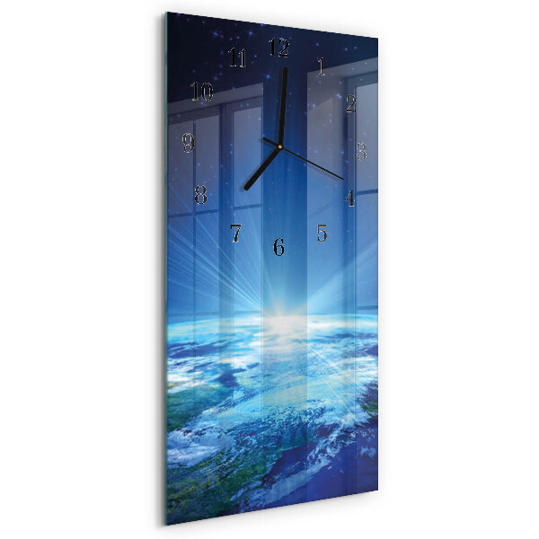 Horloge verticale en verre L'univers de la terre