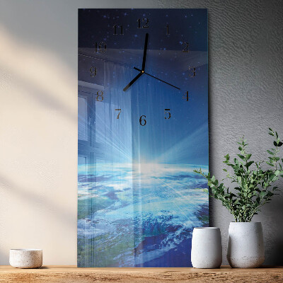 Horloge verticale en verre L'univers de la terre