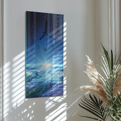 Horloge verticale en verre L'univers de la terre