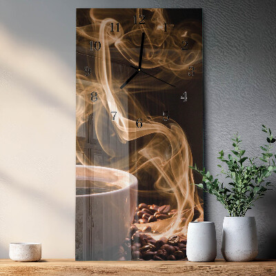 Horloge verticale en verre Une tasse de café