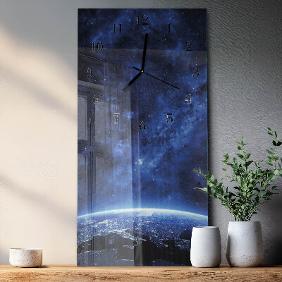 Horloge verticale en verre Cosmos