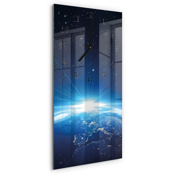Horloge verticale en verre L'univers de la terre