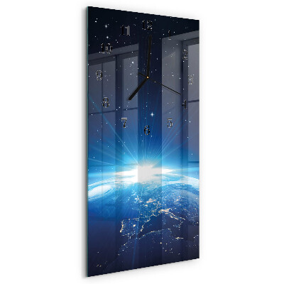 Horloge verticale en verre L'univers de la terre