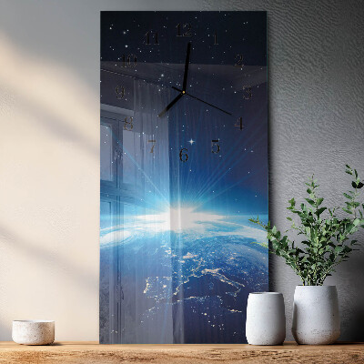 Horloge verticale en verre L'univers de la terre