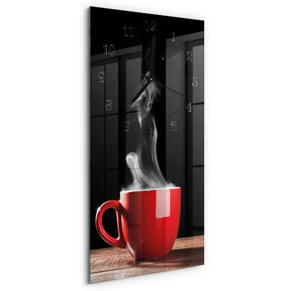 Horloge verticale en verre Une tasse de café