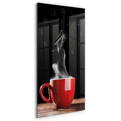 Horloge verticale en verre Une tasse de café