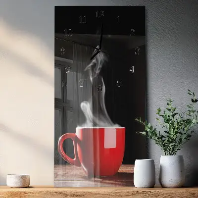 Horloge verticale en verre Une tasse de café