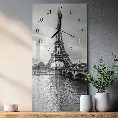 Horloge verticale en verre Vue de la tour eiffel