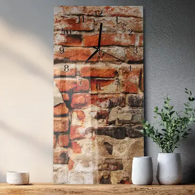 Horloge verticale en verre Mur de briques