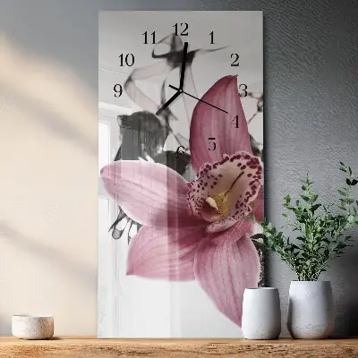 Horloge verticale en verre Orchidée