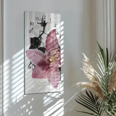 Horloge verticale en verre Orchidée