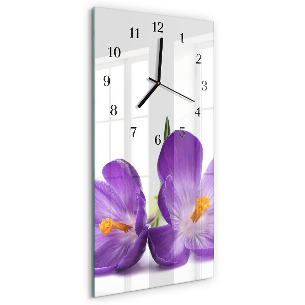 Horloge verticale en verre Fleur
