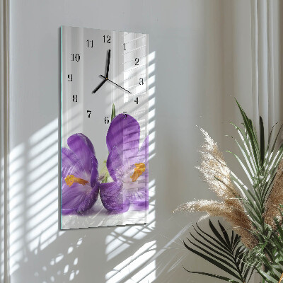 Horloge verticale en verre Fleur