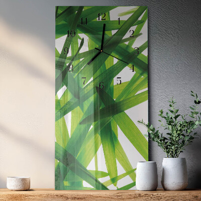 Horloge verticale en verre Feuilles de plantes