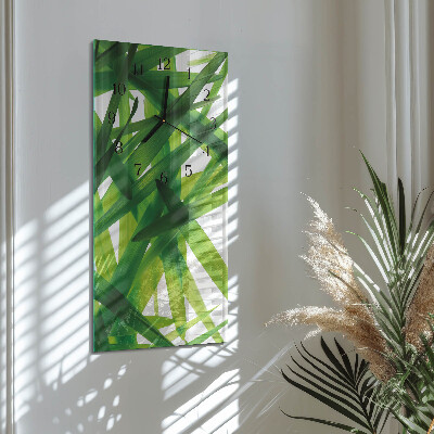 Horloge verticale en verre Feuilles de plantes