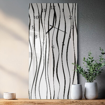 Horloge verticale en verre Rayures