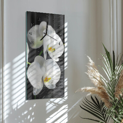 Horloge verticale en verre Orchidée