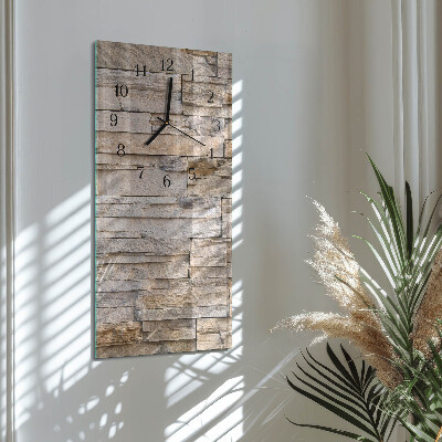 Horloge verticale en verre Mur de pierre