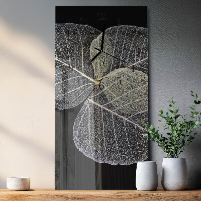Horloge verticale en verre Feuilles de plantes