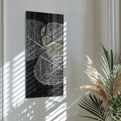 Horloge verticale en verre Feuilles de plantes