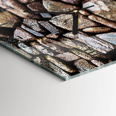 Horloge verticale en verre Mur de pierre