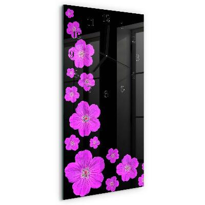 Horloge verticale en verre Fleurs