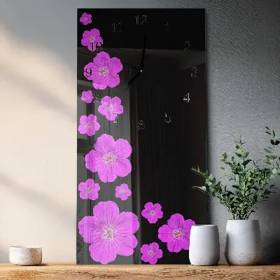 Horloge verticale en verre Fleurs
