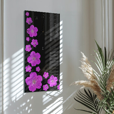 Horloge verticale en verre Fleurs
