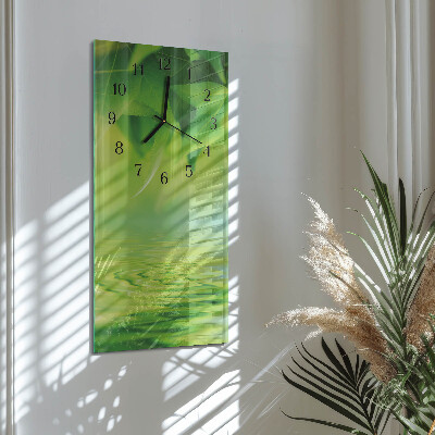 Horloge verticale en verre Feuilles