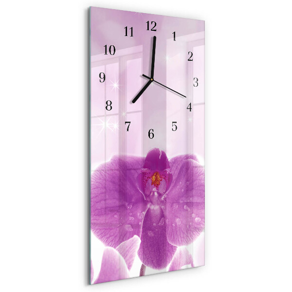 Horloge verticale en verre Orchidée