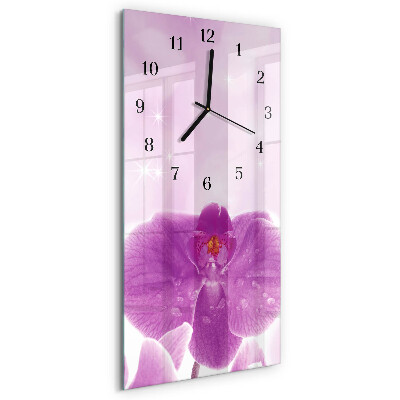 Horloge verticale en verre Orchidée