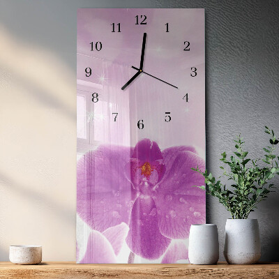 Horloge verticale en verre Orchidée
