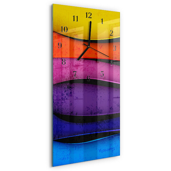 Horloge verticale en verre Rayures colorées