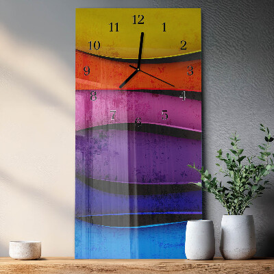 Horloge verticale en verre Rayures colorées