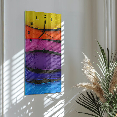 Horloge verticale en verre Rayures colorées