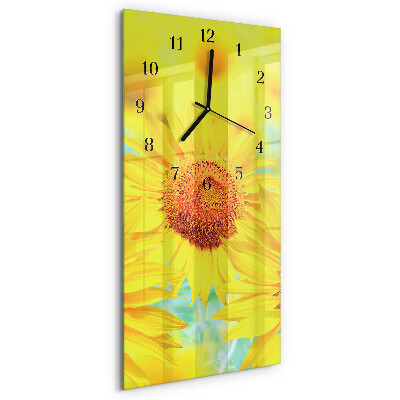 Horloge verticale en verre Tournesol