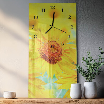 Horloge verticale en verre Tournesol